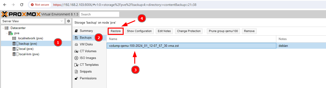 Proxmox VM Restore