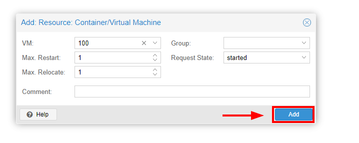 Add VM to High Availability