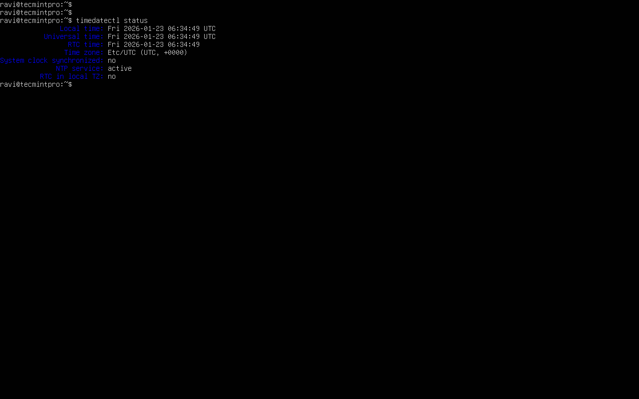 Check System Time and Date with timedatectl