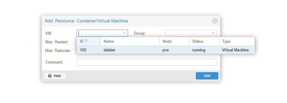 Choose Proxmox VM