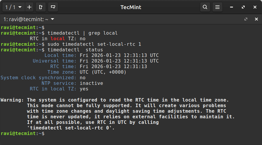 Set Your Hardware Clock to UTC on Linux