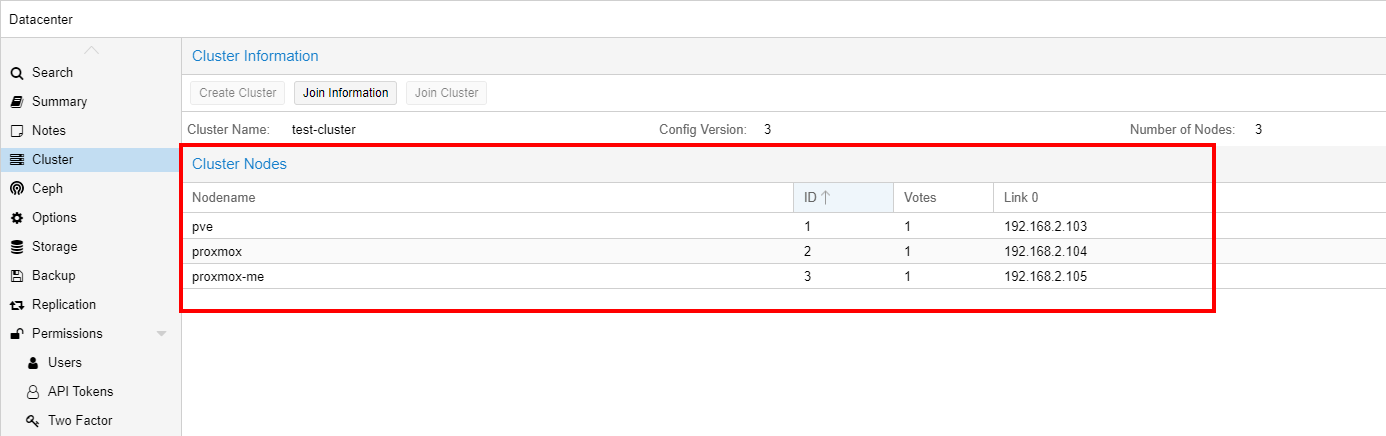 View Cluster Nodes