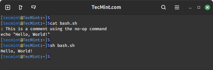 Add Comment in Bash Using No-Op Command