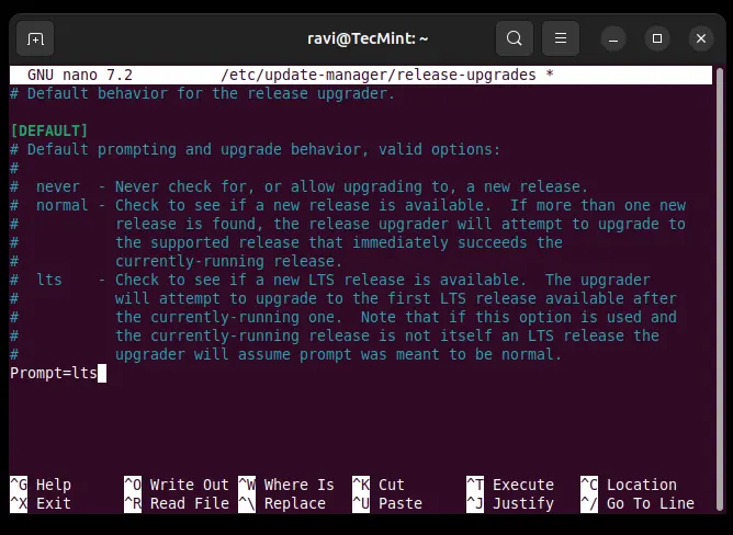 Ubuntu Upgrade Configuration File
