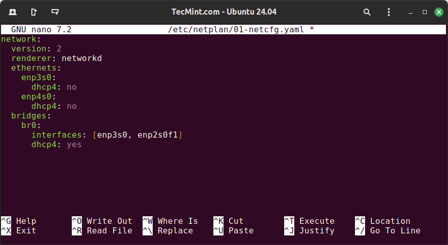 Configure Network Bridge Using DHCP