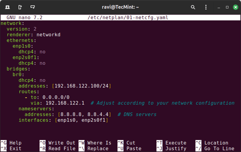 Netplan Bridge Network Inerfaces