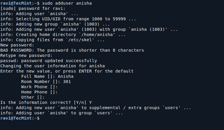Create New User in Ubuntu