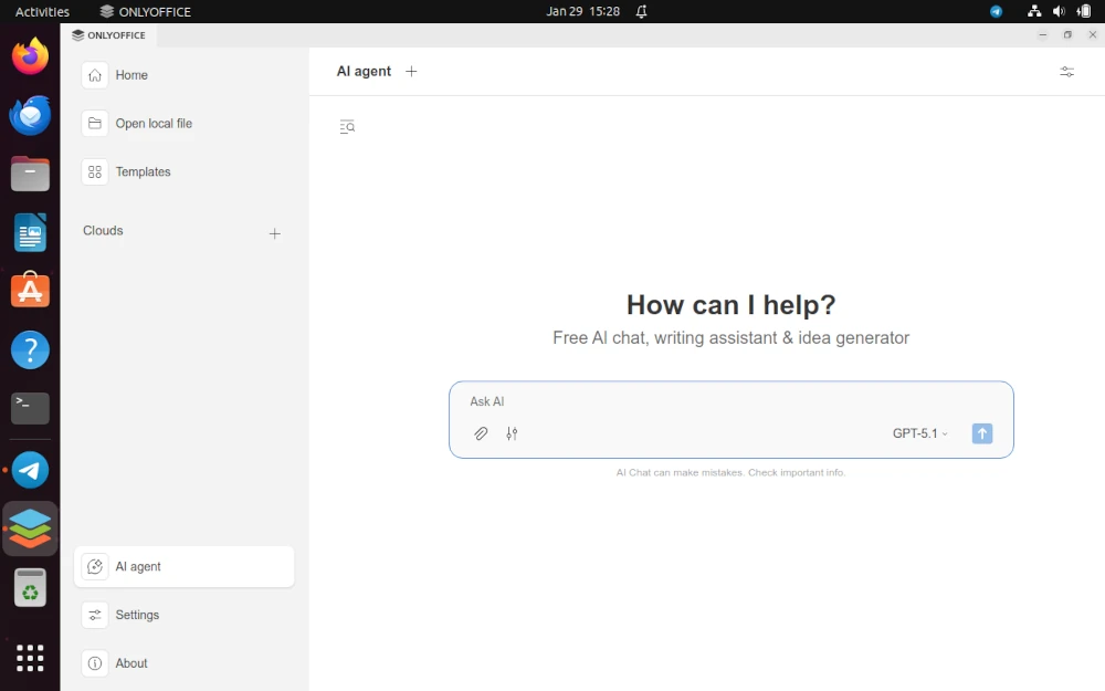 Chatting with AI Agent in ONLYOFFICE