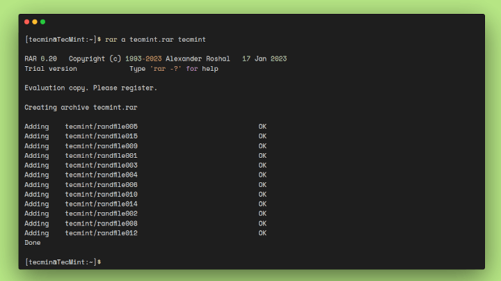 RAR and Unrar Commands in Linux