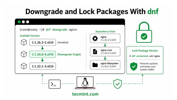 Downgrade and Lock Packages With dnf